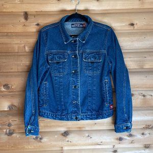 Roxy X Quiksilver Collaboration Classic Blue Denim Jean Jacket! Women XL